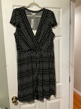 Tommy Bahama Black and White Polka Dot Midi Dress